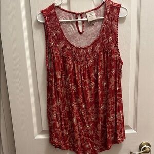 Red Floral Sleeveless Top